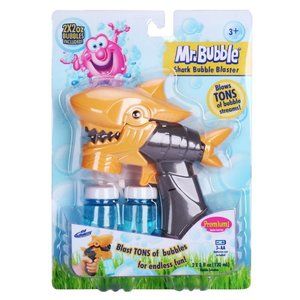 Mr. Bubble YELLOW Shark Bubble Blaster Bundle Lights Sounds Solution Easy to ref